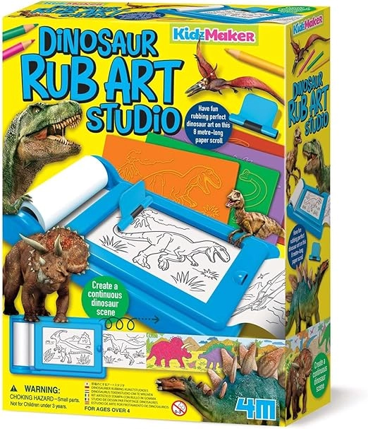 4M KidzMaker Dinosaur Rub Art Studio Craft Kit - crayons crayon holder coloured pencils