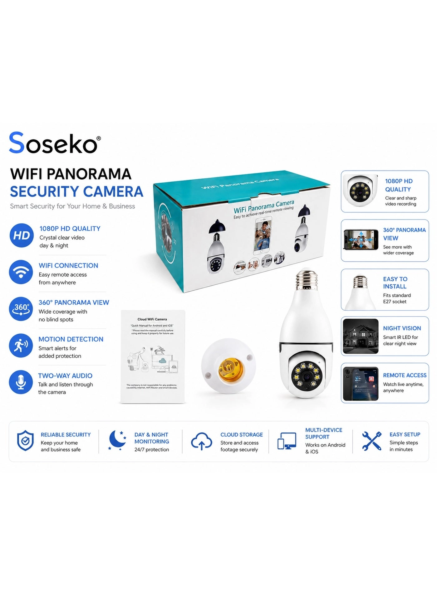 SOSEKO Indoor Security Camera 1080P