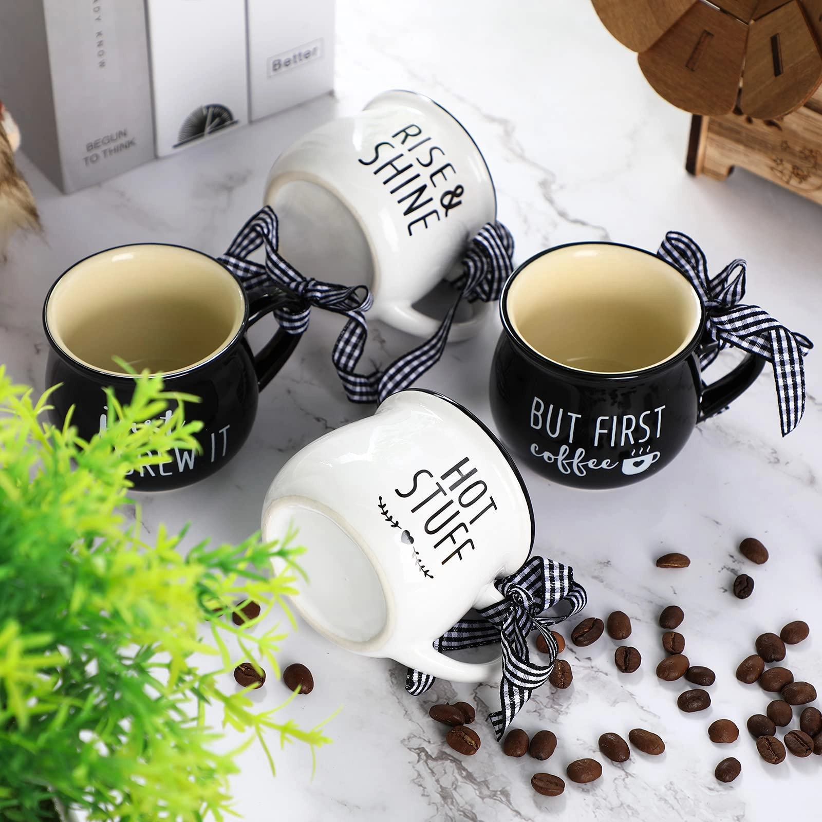 Mini Espresso Cup - 4 pcs Letter Print 150 ml