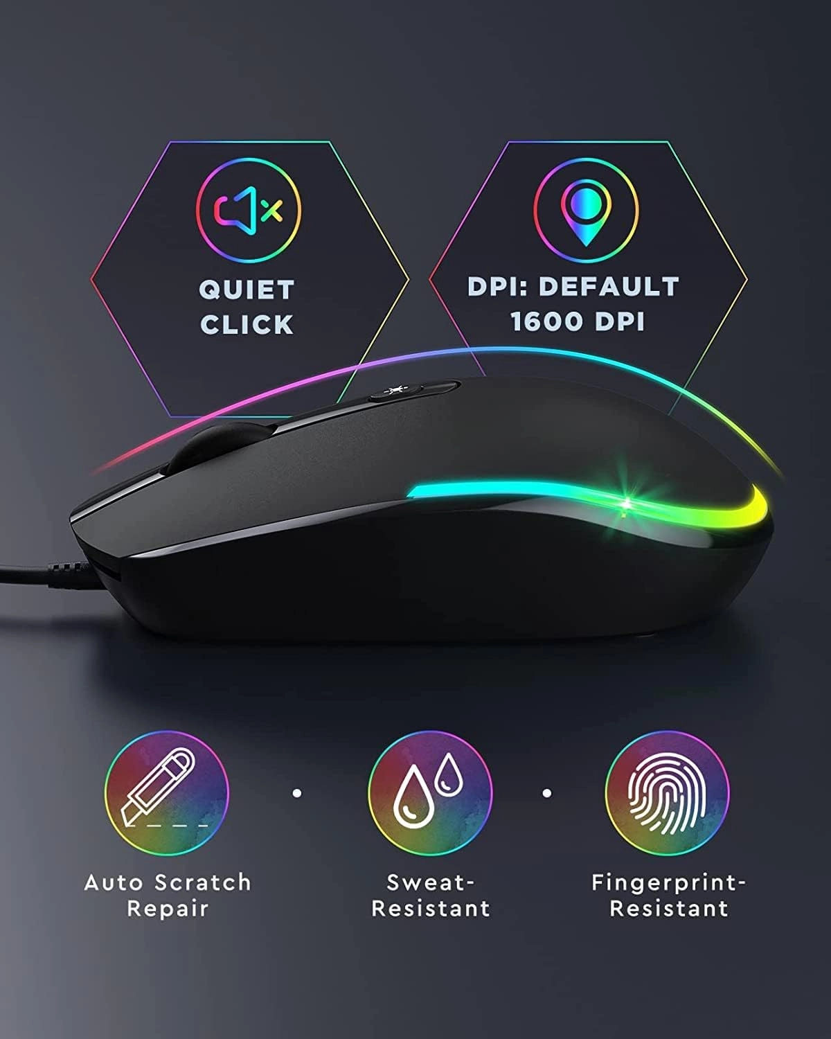 Wired LED RGB Backlit Mouse - USB