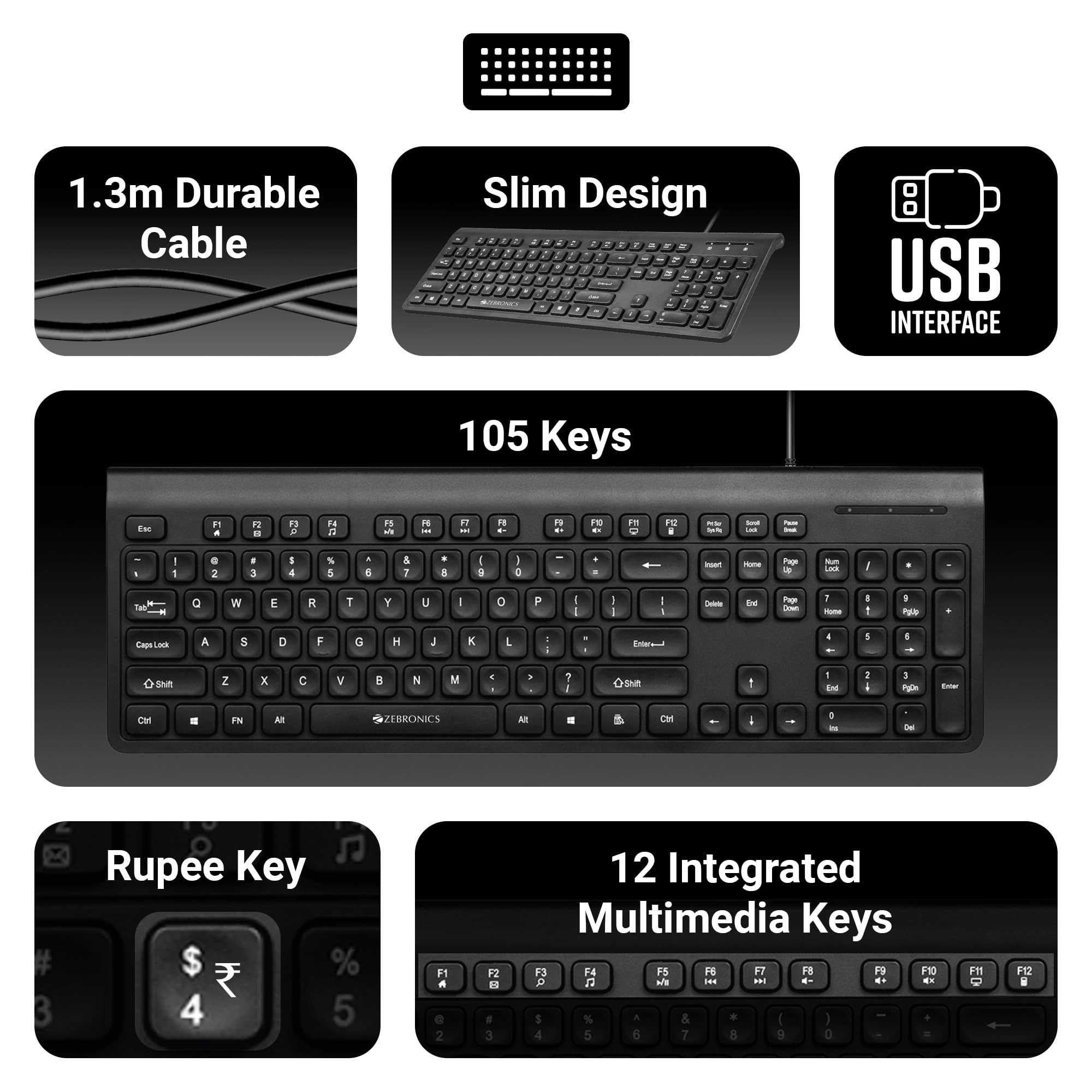 JUDWAA 880 - QWERTY Wired