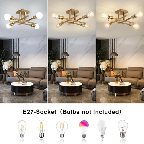 Gold Ceiling Light - 4 Lights E27