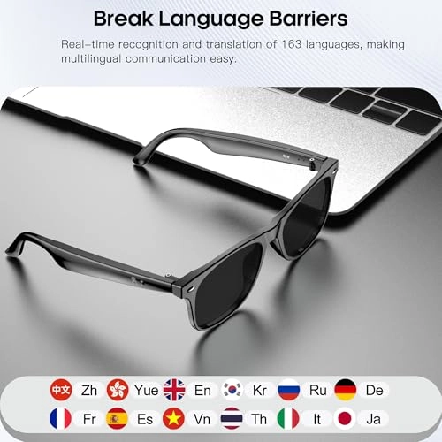 AI Translation Bluetooth Smart Glasses - 160+ Languages Bluetooth 6.0 Open Ear