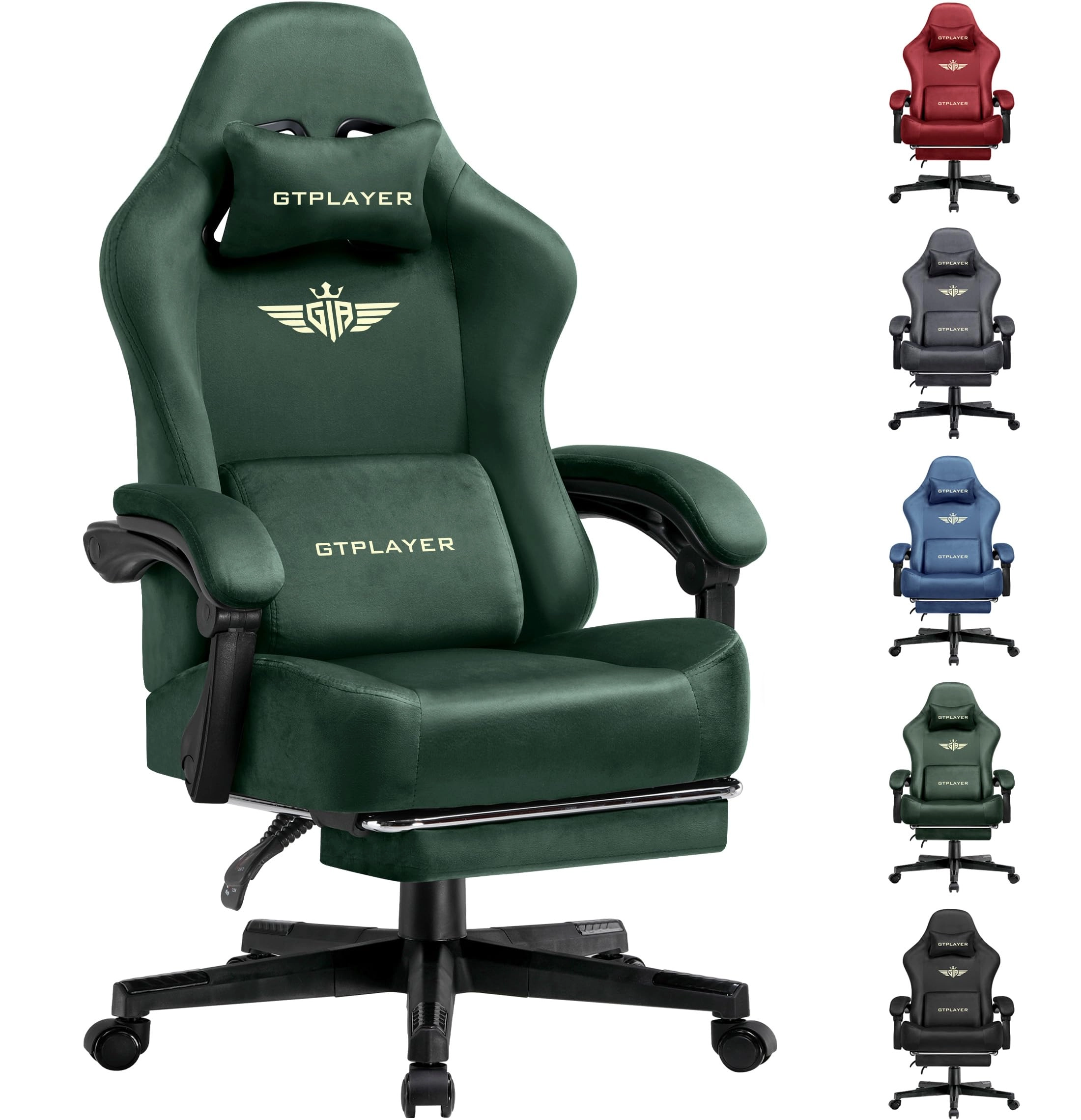 Fabric Gaming Chair - Ergonomic Footrest