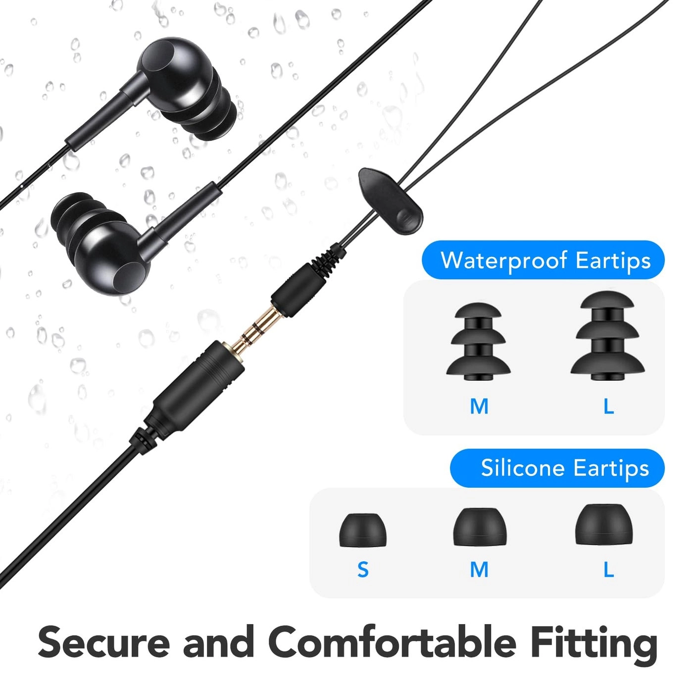 IPX8 Waterproof in-Ear Earphones - Wired Earphone