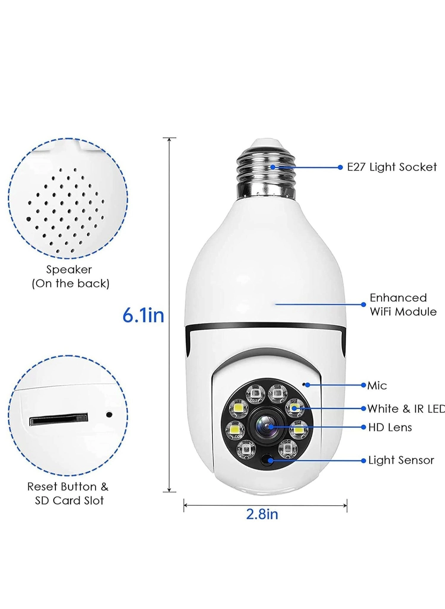 WiFi Light Bulb Camera 1080P