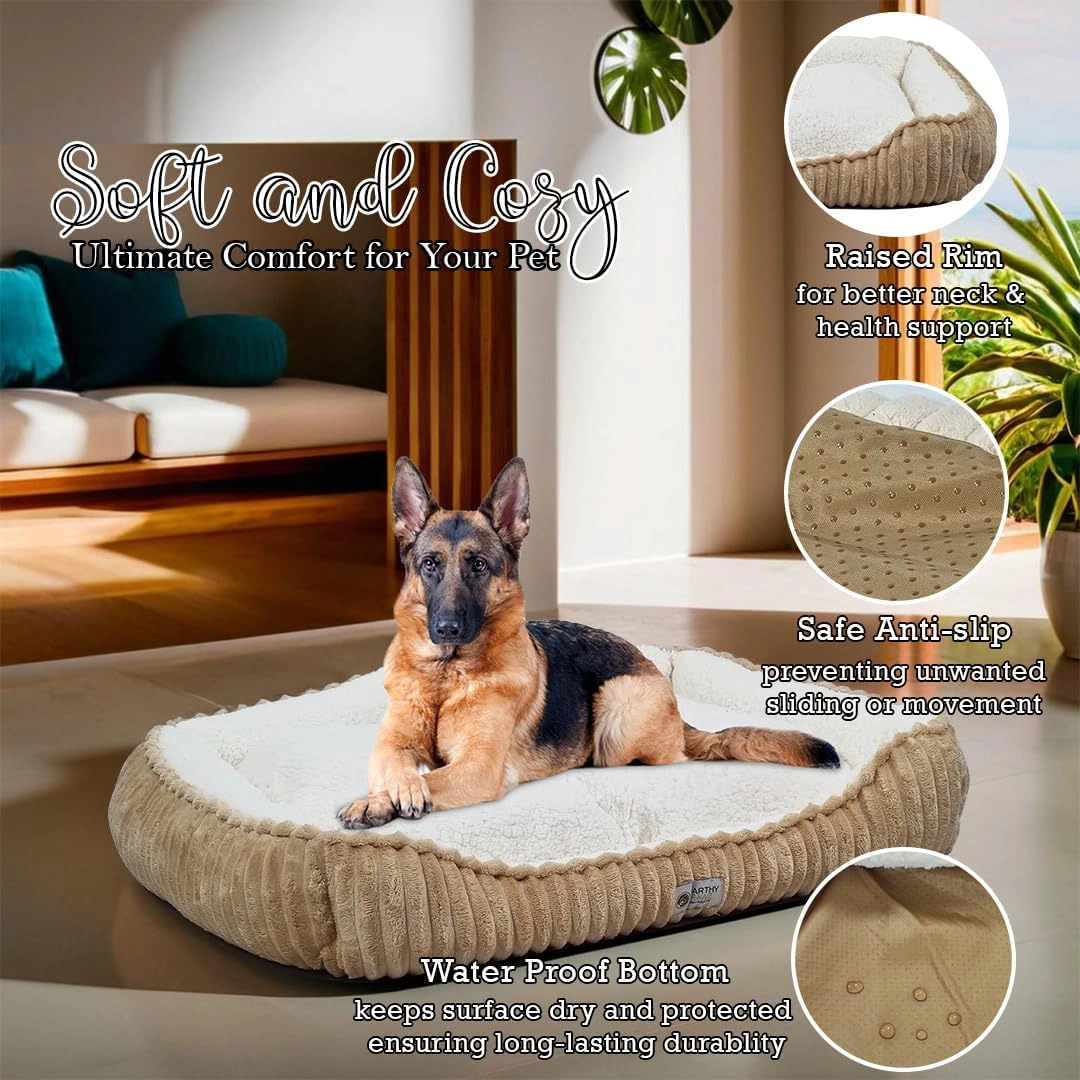 Winter warm pet bed - 75 cm Brown