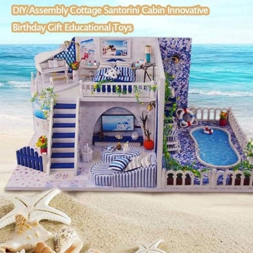 Villa garden DIY house - 42 * 34 * 32cm With music Dust cover