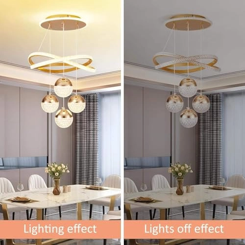 Modern Gold LED Chandelier - 3-Color Dimmable