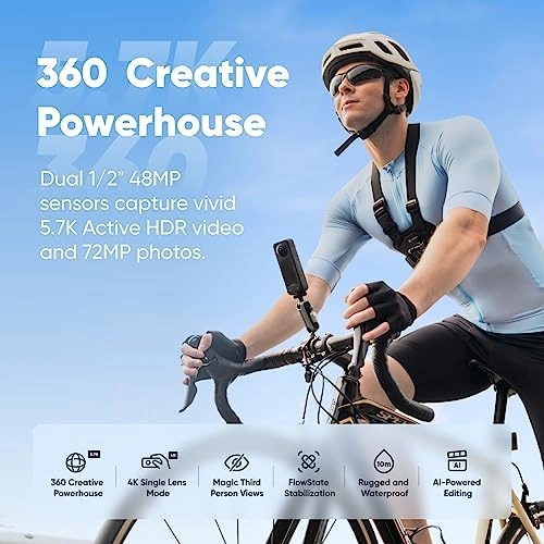 X3 - 64GB 4K 30fps + Third Person Bike Handlebar Mount + MicroSDHC Memory Card