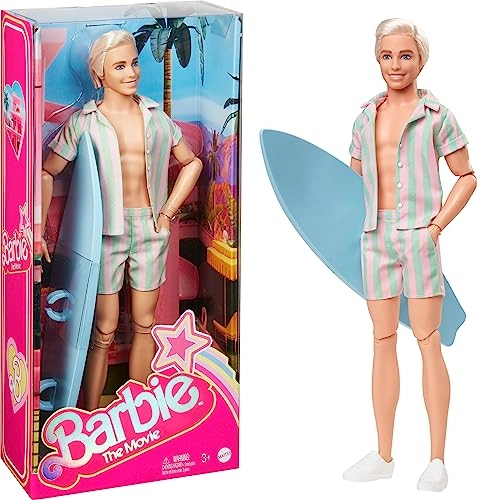 Ken Doll - Pastel Pink and Green Striped Beach Matching Set Surfboard Ages 72+
