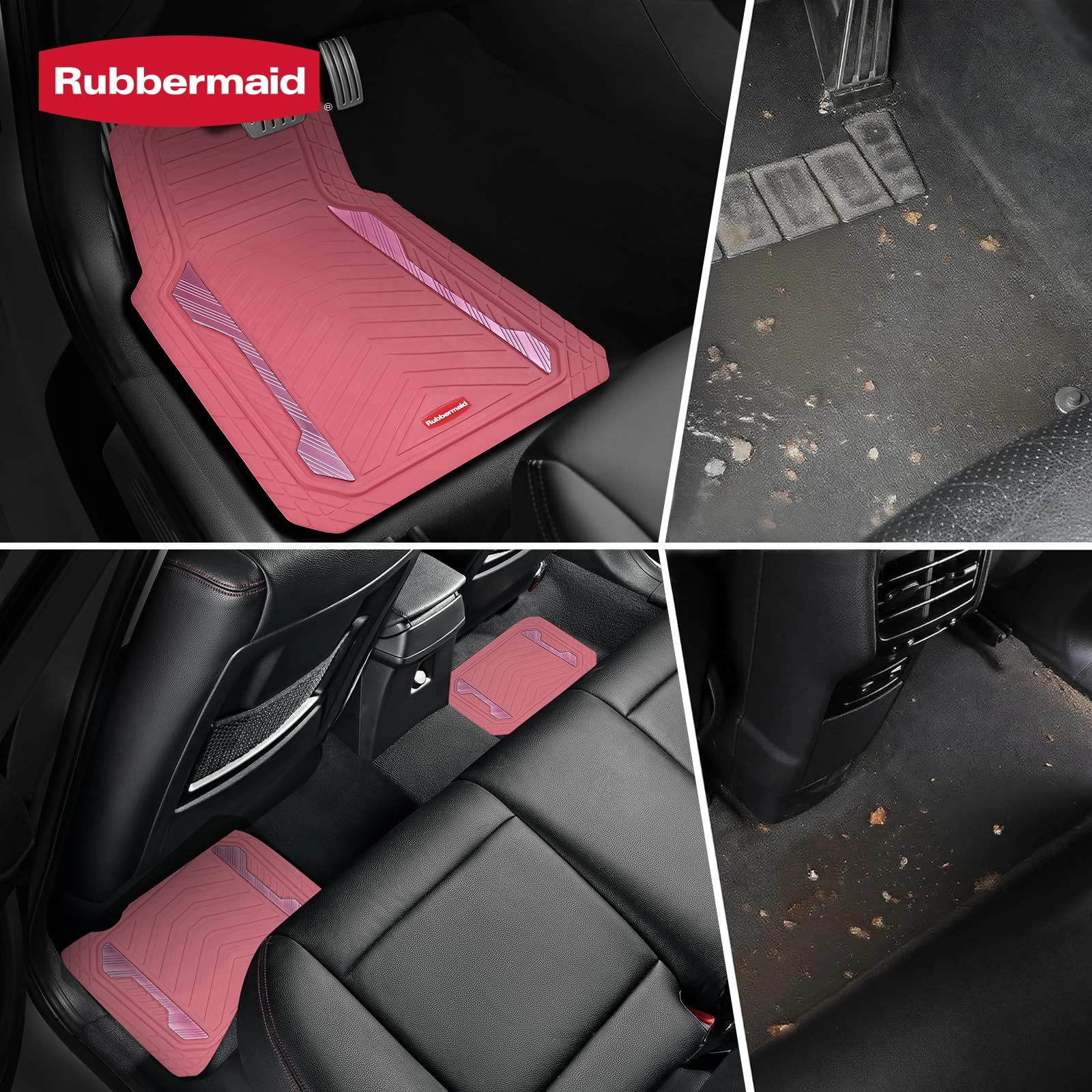 Car Floor Mat - Pink & Silver Universal Fit All-Weather