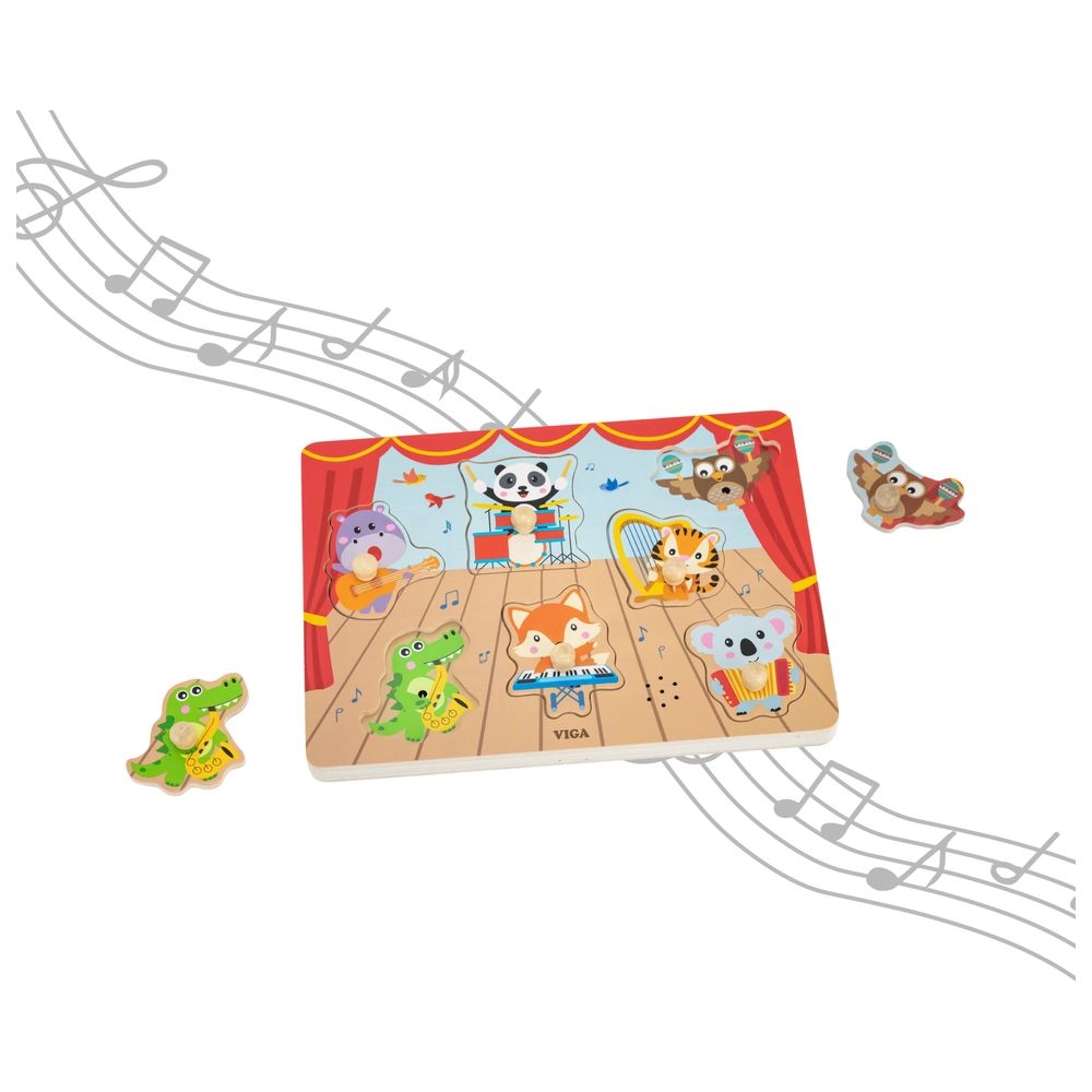 Viga Wild Animals Music Concert Knob Puzzle - 18 months+
