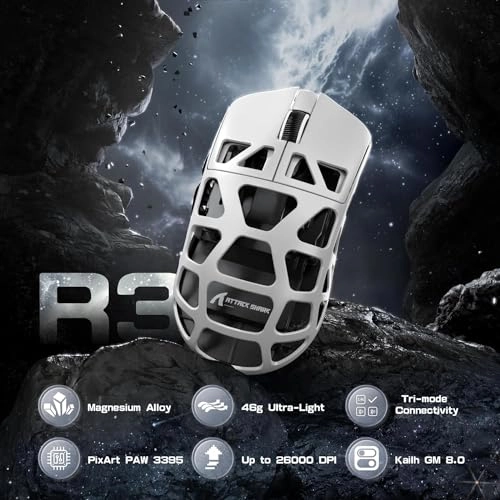 R3 Superlight 46g Magnesium Alloy Gaming Mouse - 2.4Ghz Bluetooth USB