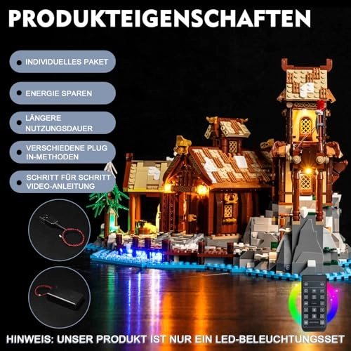 Remote Control Light Kit for Lego 21343 Viking Village - Remote control LED Battery Powered