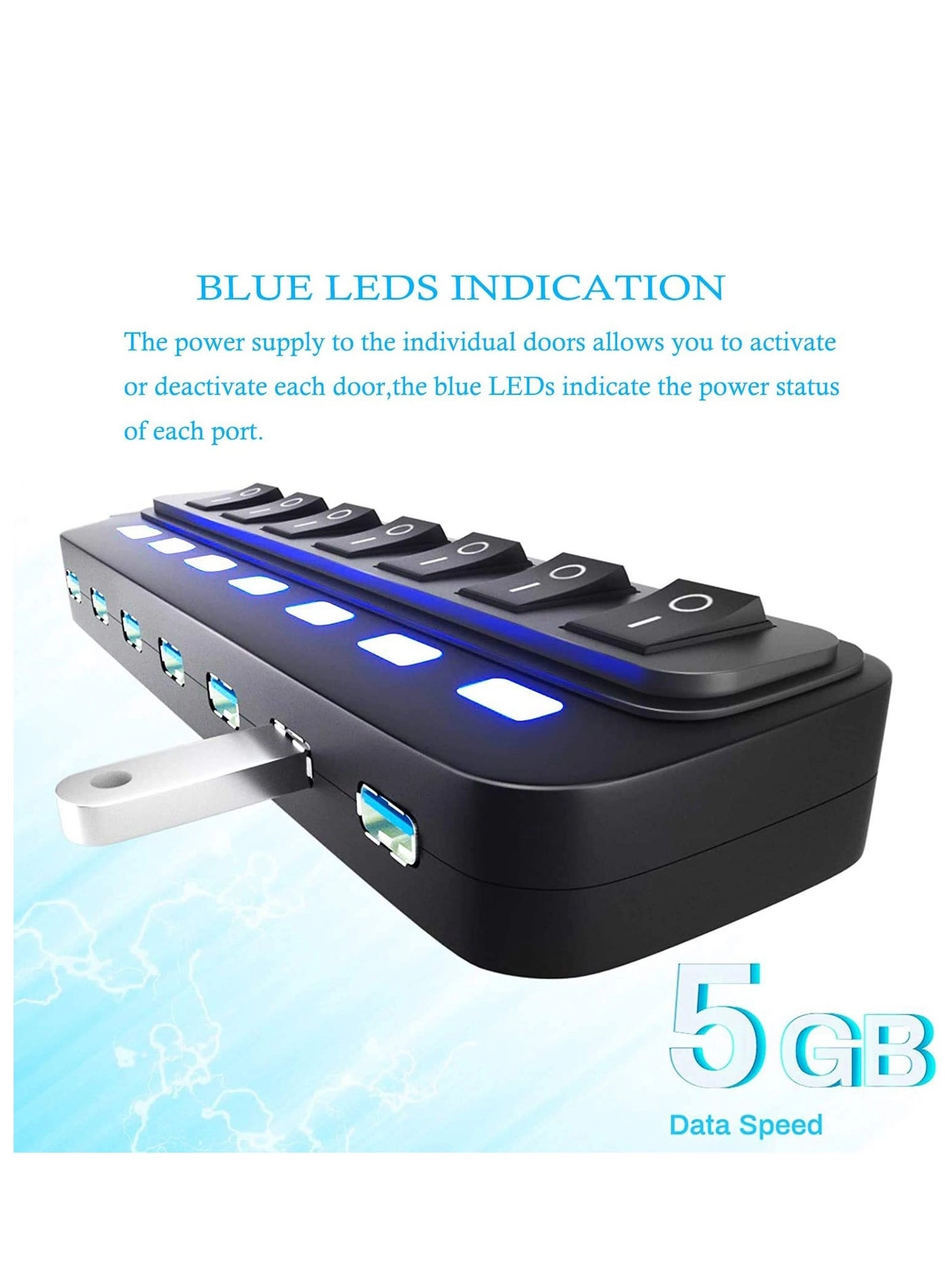 USB 3.0 Hub - 10W Power Adapter 1 Port USB 3.0 6 Port USB 2.0