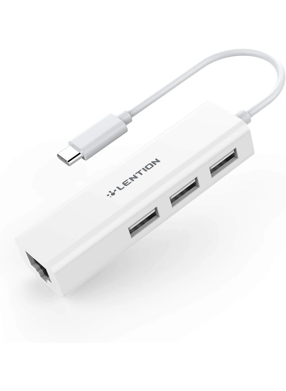 LENTION USB C to 3 USB 2.0 Ports Hub - Gigabit Ethernet 4K HDMI