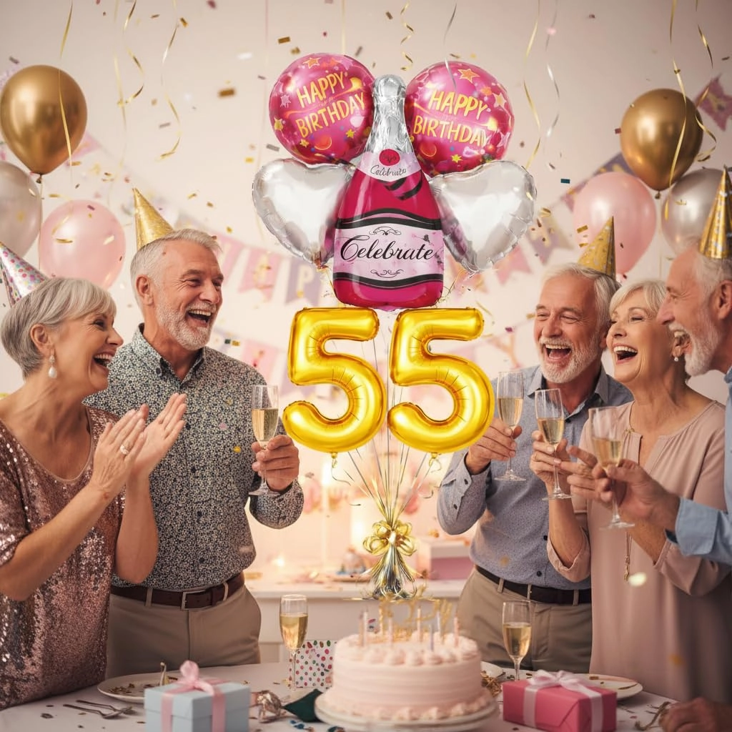 Infinity Saar Retail LLP Number 55 Birthday Balloons Set - 6 Count