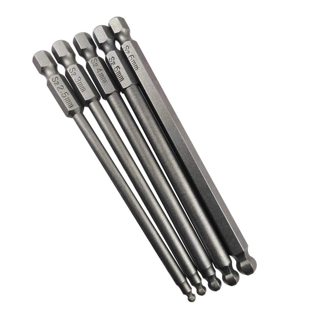 Wolfride Ball End Hex Shank Screwdriver Bit - 5Pcs 100mm
