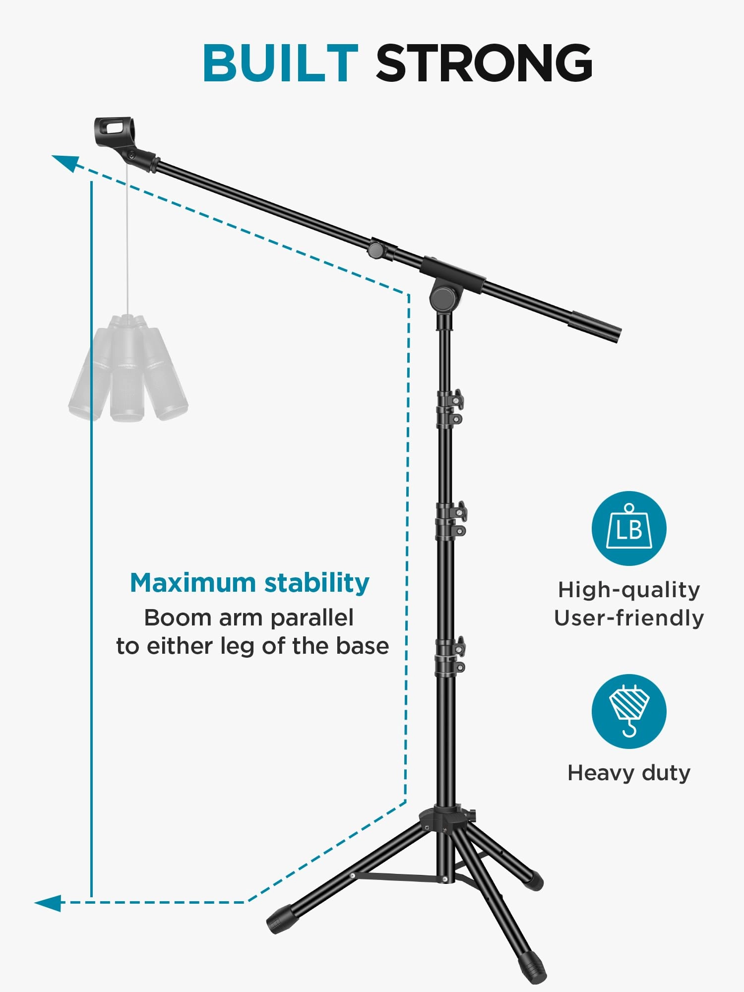 TS186 - Boom Arm Mic Stand Height Adjustable