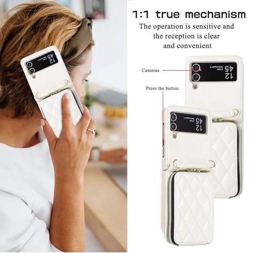 Miagon Case - Faux Leather Zipper Purse Wallet Phone Cover for Samsung Galaxy Z Flip4