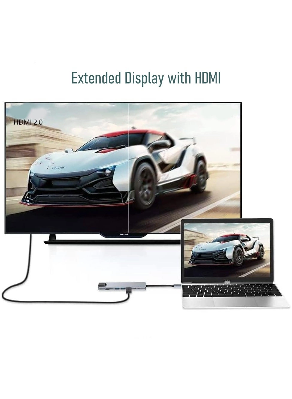 Type-C To HDTV 8 in 1 USB Hub Multiport Adapter