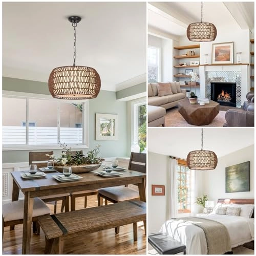 Rattan Boho Chandelier - 9.8'- 84.6''