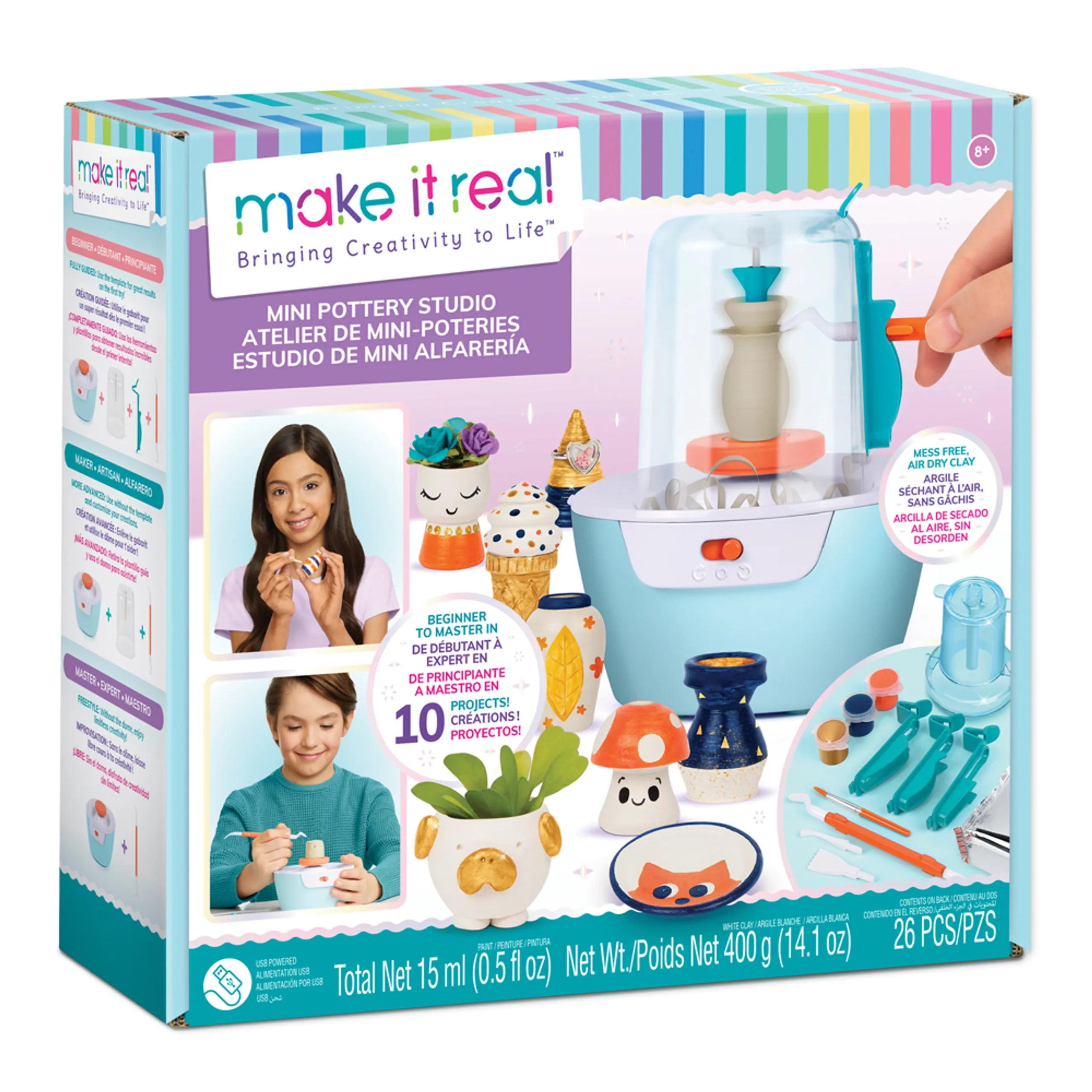 Make it Real Mini Pottery Studio - air-dry clay 400g 26pcs.