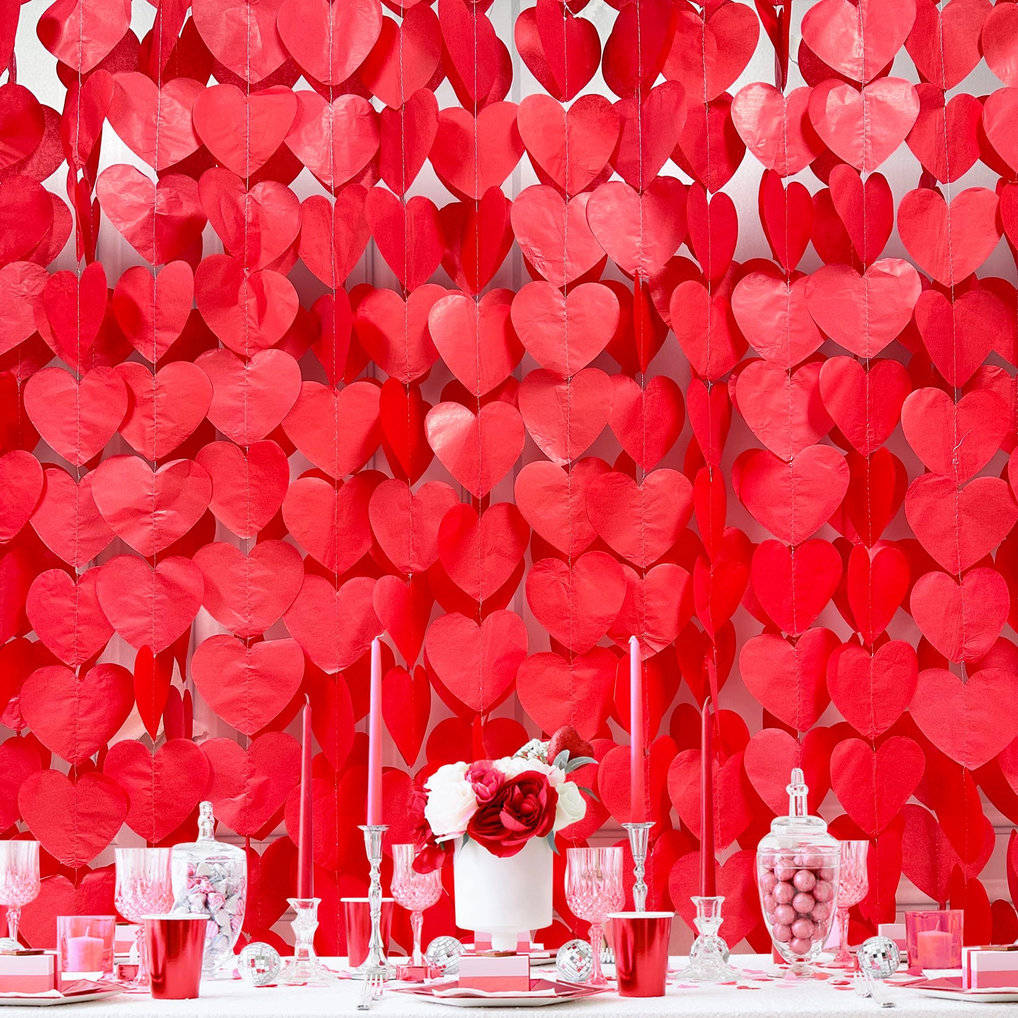 pinkblume Red Heart Backdrop - 16 packs Valentines