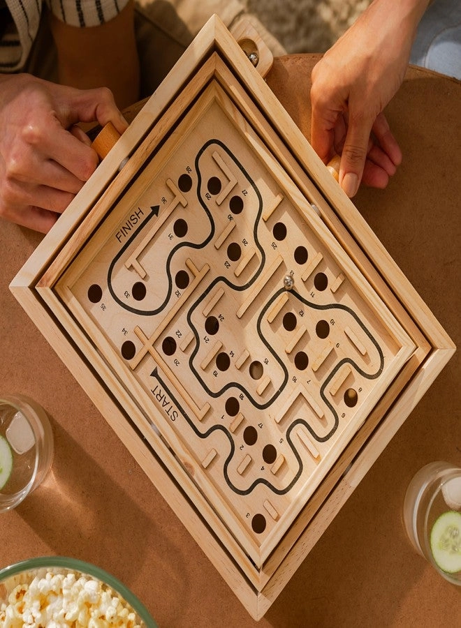 Labyrinth Wooden Maze Puzzle Game - Compact Travel Board Ages 6+