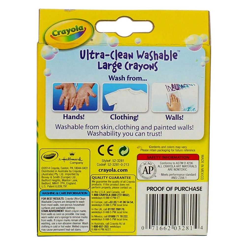 Ultra-Clean Washable Large Crayons - 16 Ct