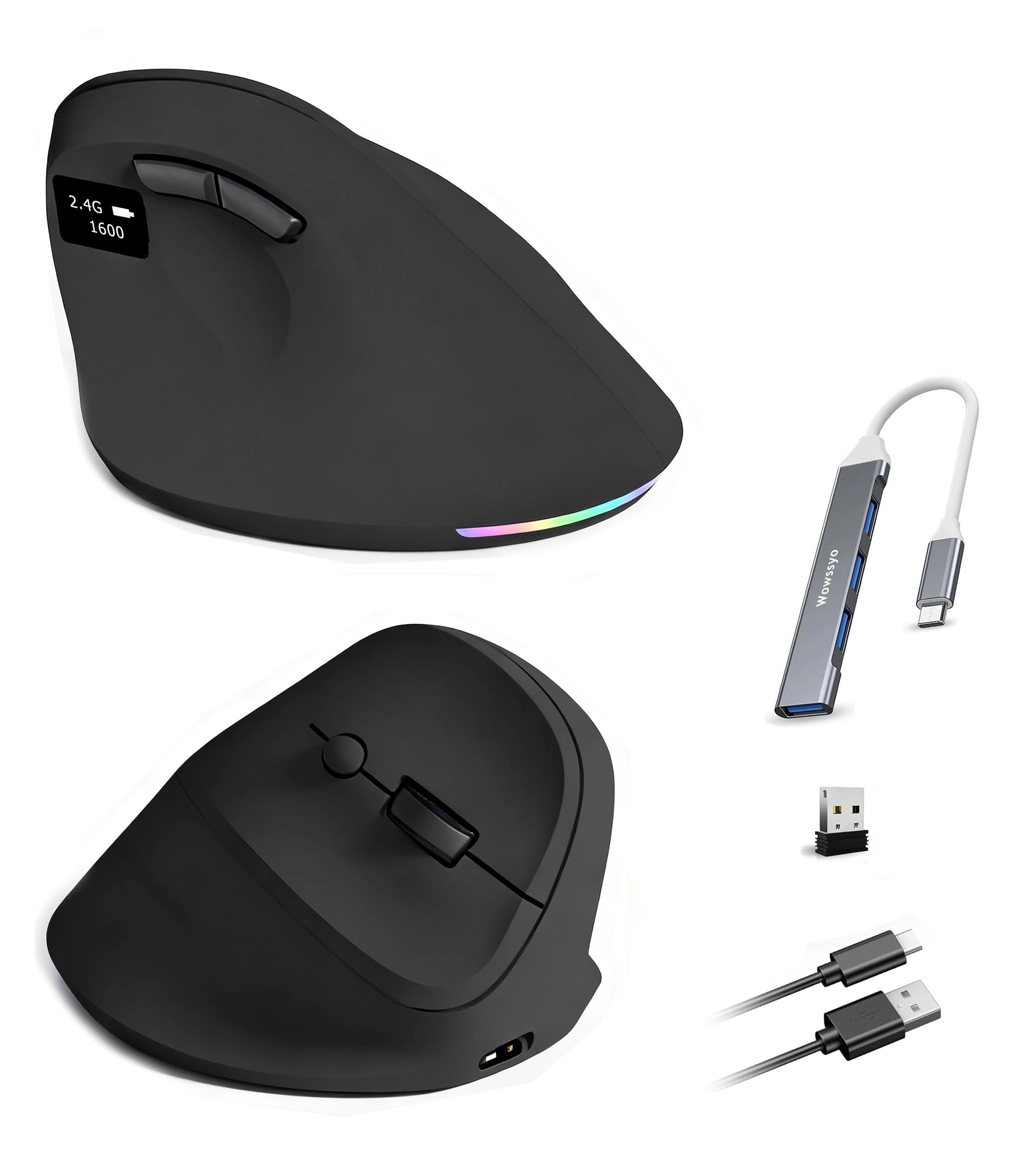 Vertical Ergonomic Optical Mouse - Bluetooth Wi-Fi