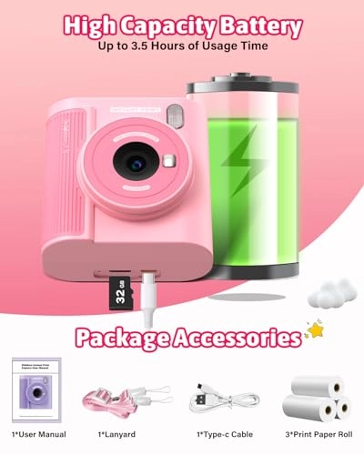 Kids Camera - Instant Print Thermal 48MP