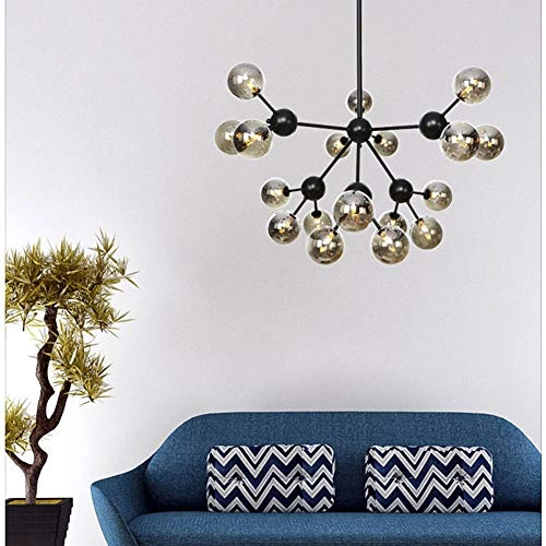 Magic Bean Molecular Chandelier - G4 LED 18 heads Black smoke-grey lampshade