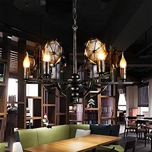 Industrial Candle Chandelier - 6-Light Black Iron