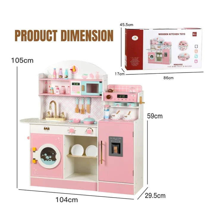 Kids Wooden Kitchen Playset With Accessories (5551007-MSN24002)