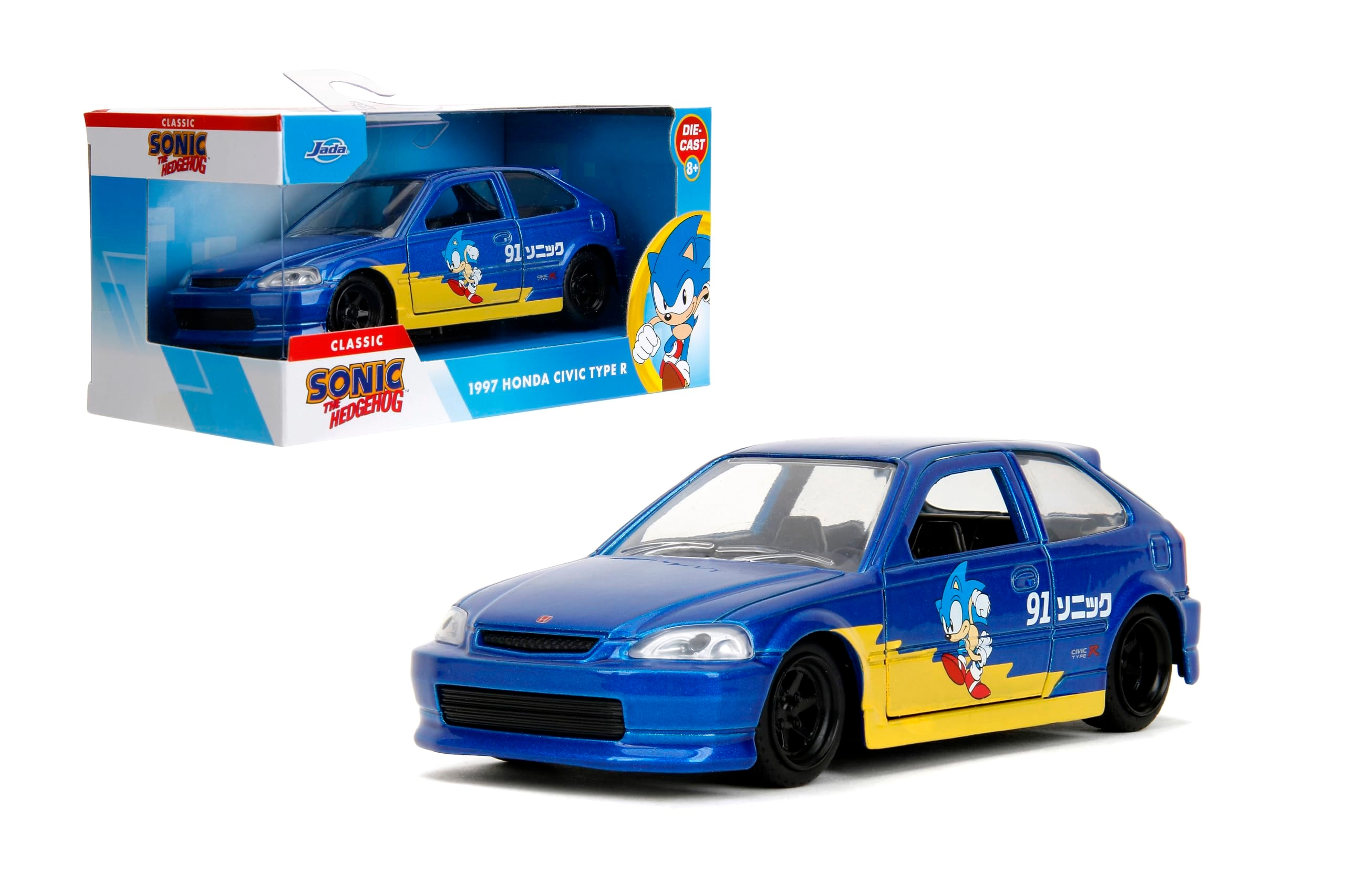 Jada Toys Sonic The Hedgehog - Superhero - 1997 Honda Civic Type-R - 1:32 Scale (4.6 cm) (35482)