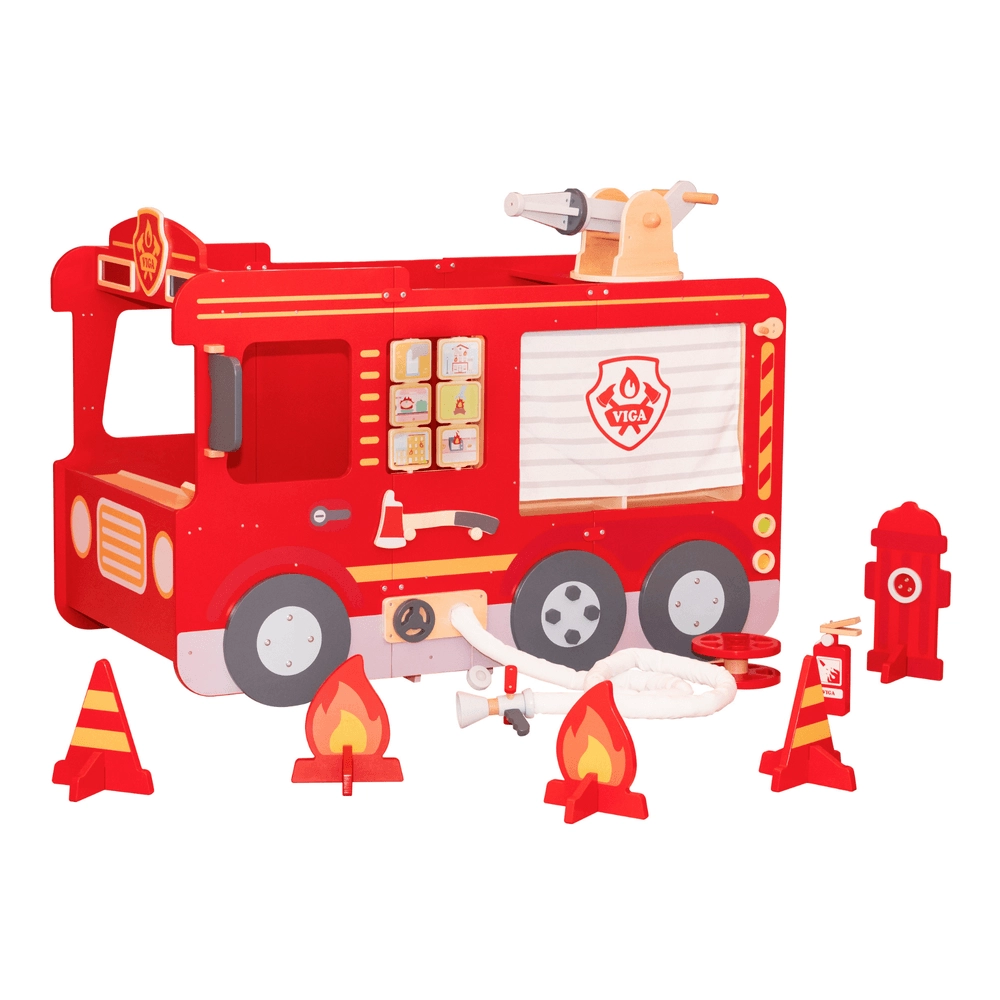 VIGA Super Fire Engine Wooden Pretend Toy Set (29464294-44712)