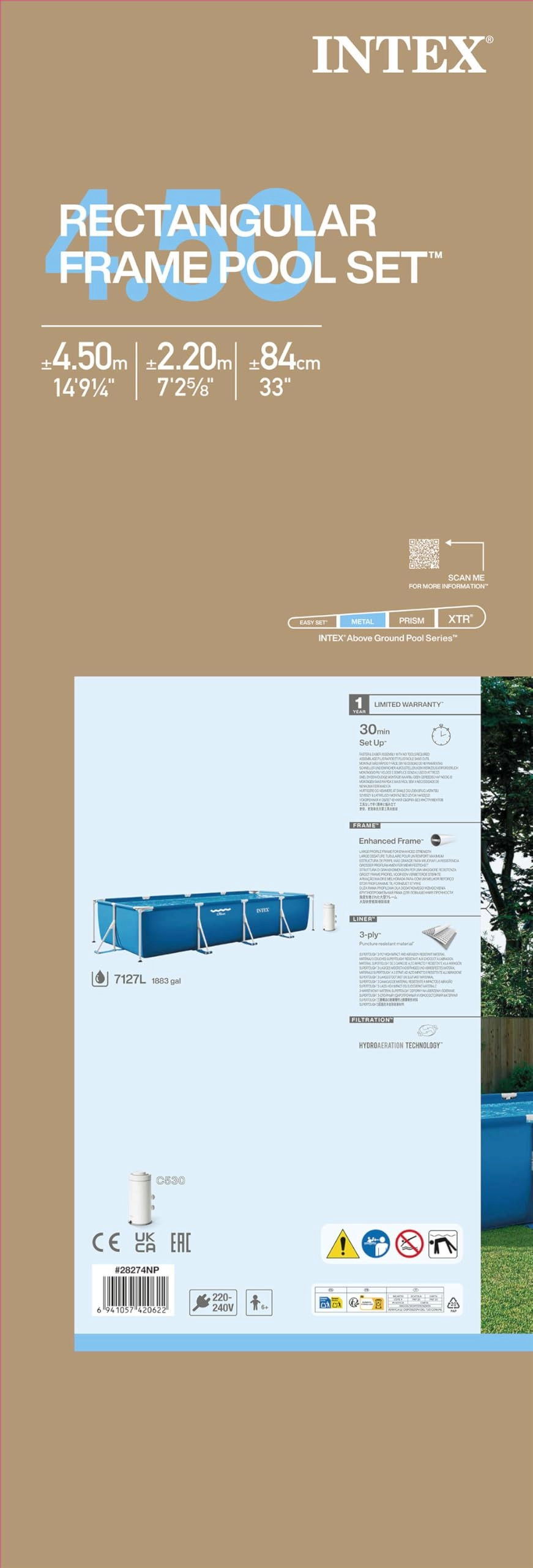 Rectangular Frame Pool Set - 7.1 Cubic Metres