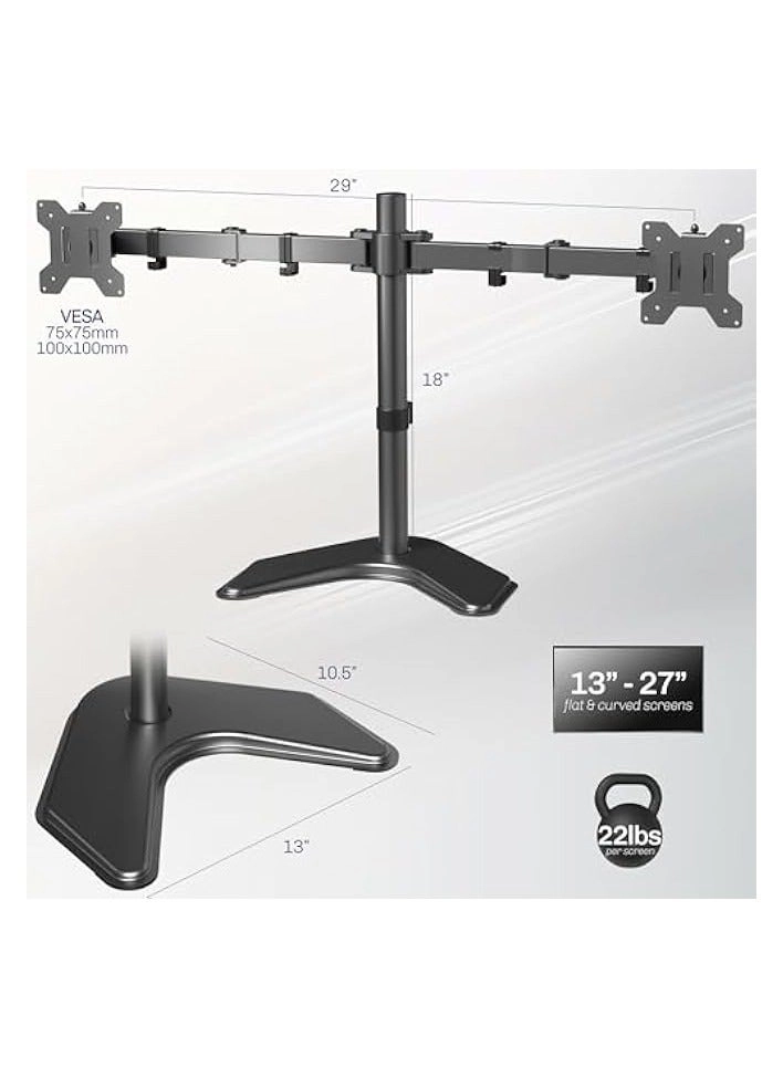 Dual Monitor Stand - 32 Inch 75mm x 75mm or 100mm x 100mm