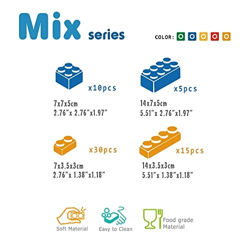 Soft Building Blocks - 3 months and up 60 pieces