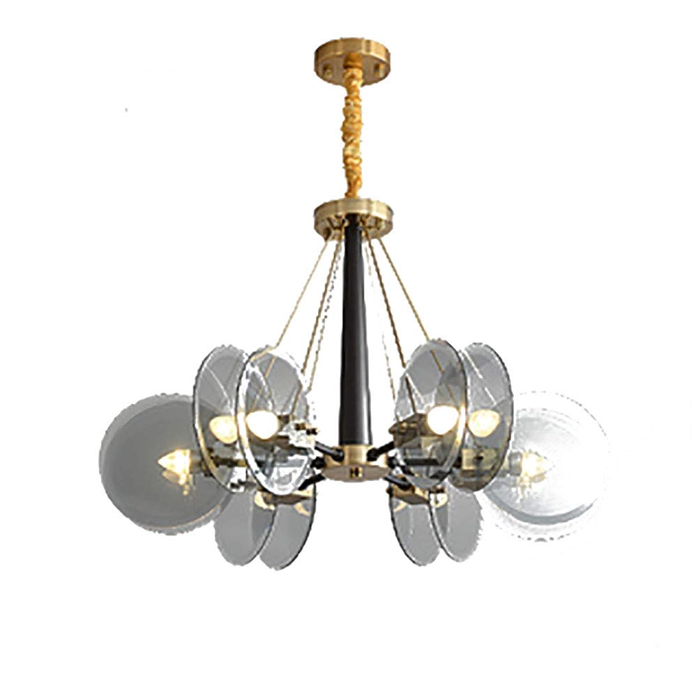 E14 Nordic Post-modern Creative Glass Chandelier - 8 head Soot cover