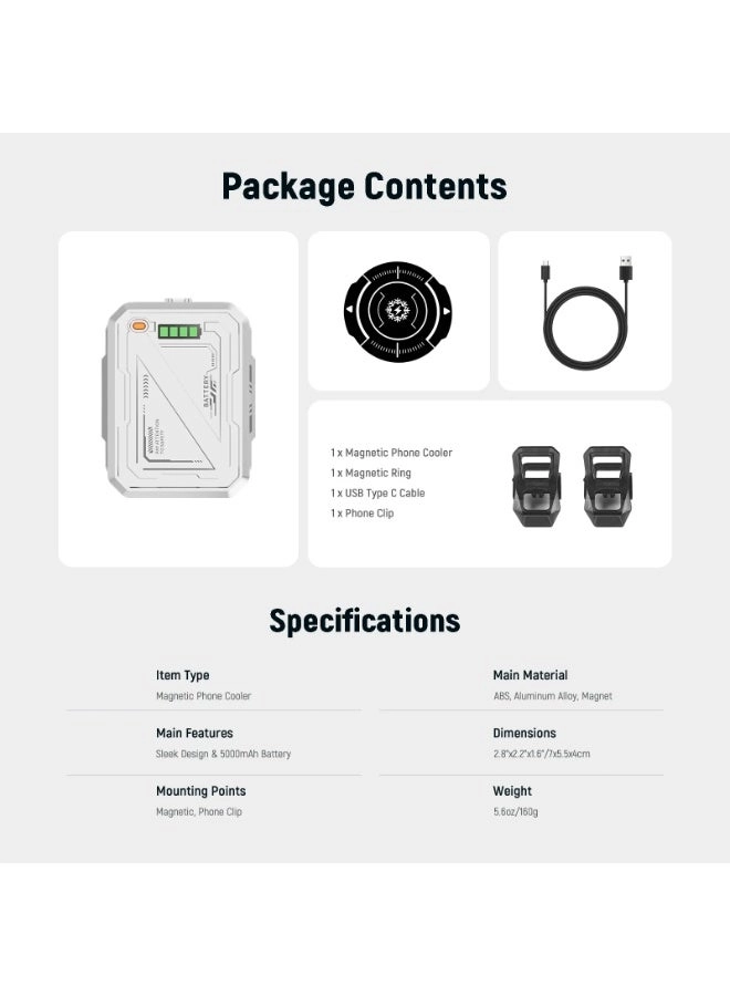PA096 - Magnetic Phone Cooler 5000mAh for iPhone 16/15 Pro Max