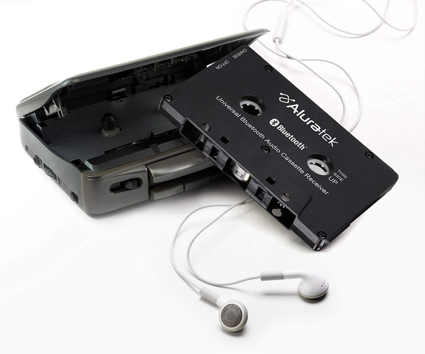 Universal Bluetooth Audio Cassette Receiver - Built-in Rechargeable Battery 8 Hours Playtime