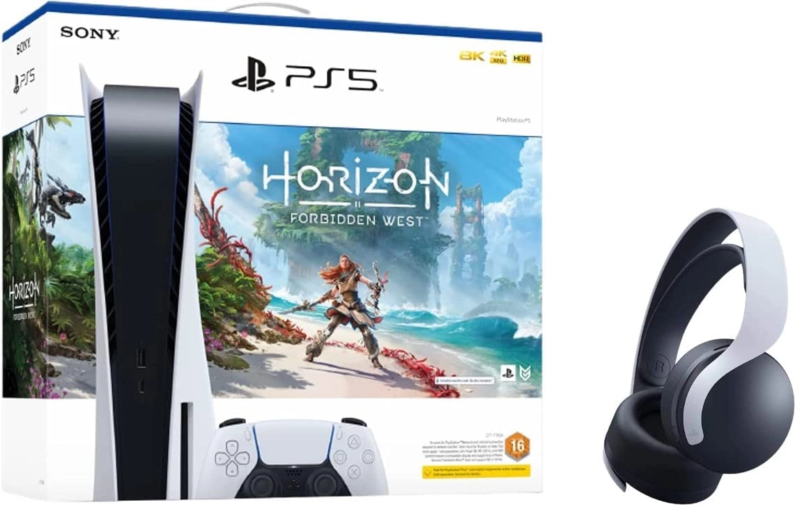 Sony PlayStation 5 + Horizon Forbidden West Voucher + Pulse 3D White Headset