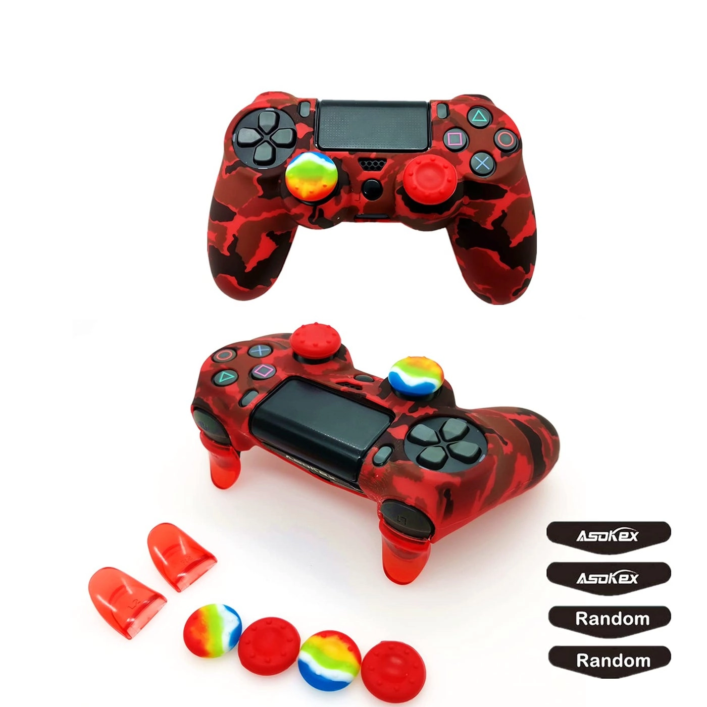 Asokex Silicone Skin Cover for Ps4 Controller Bundle