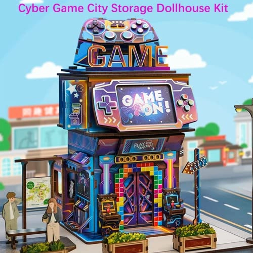 Miniature Dollhouse Kit - Automatic Lid Opening with Light Box 9"