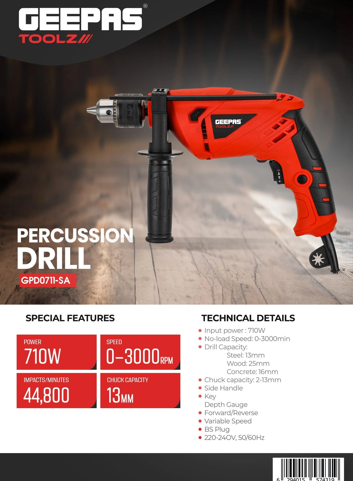 GPD0711-SA - 710W 13mm chuck