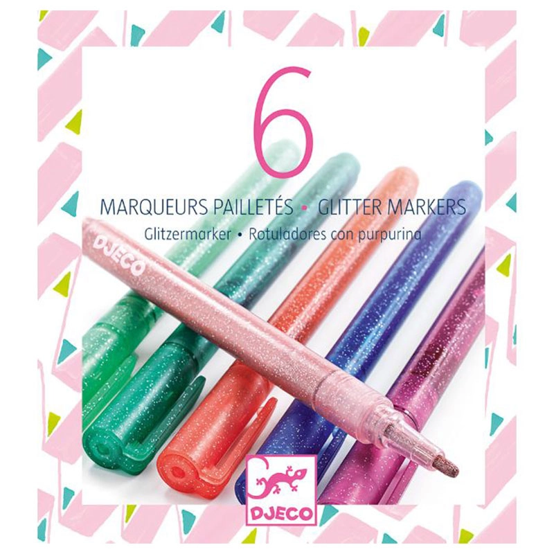 DJECO Sweet Glitter Markers - 6 piece(s) pastel