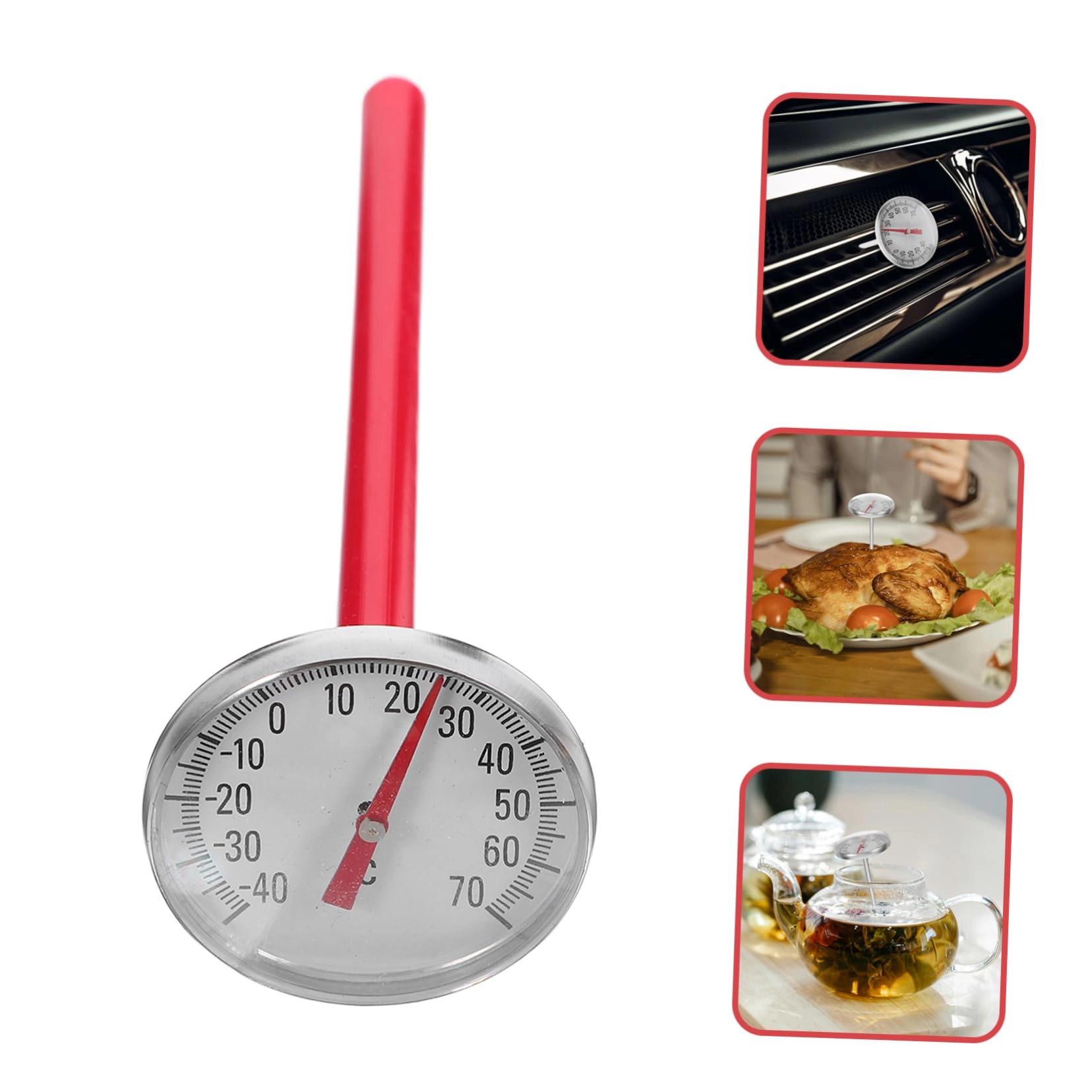 Car Thermometer - 2pc Mechanical Red